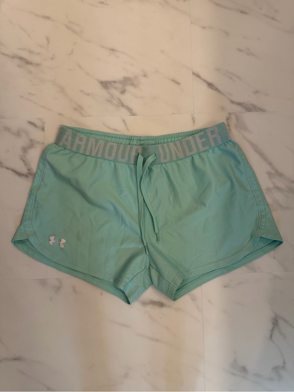 Under Armour Mint Green Women’s Athletic Shorts with Logo Waistband